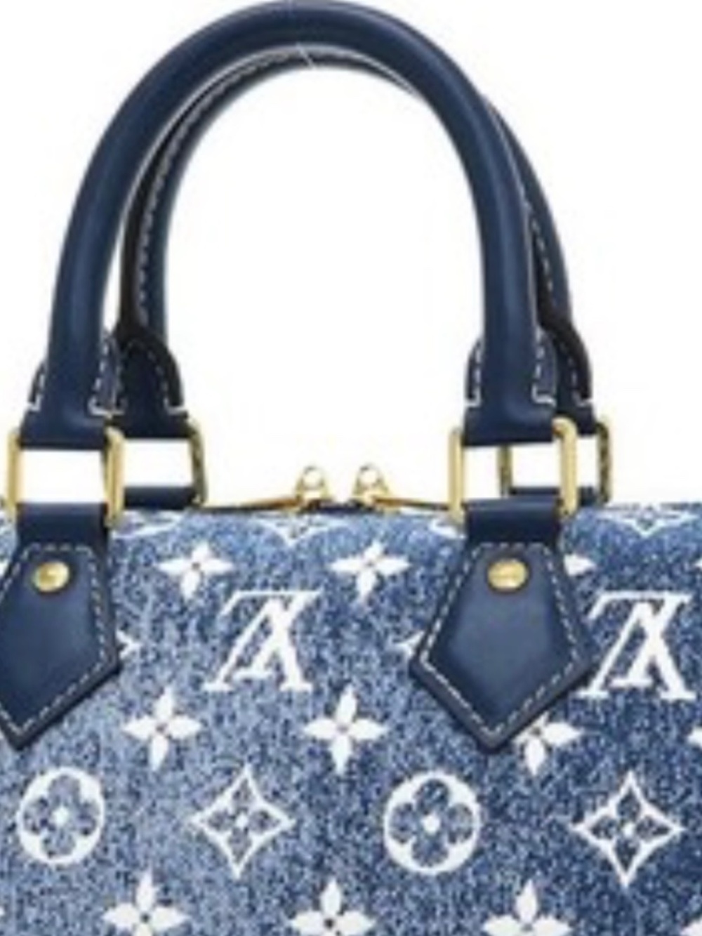 Louis Vuitton Monogram Blue Bag Bandouliere Denim Shoulder 25 Speedy
